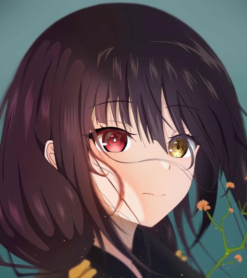 Hình Kurumi anime với ánh mắt hai màu đặc trưng