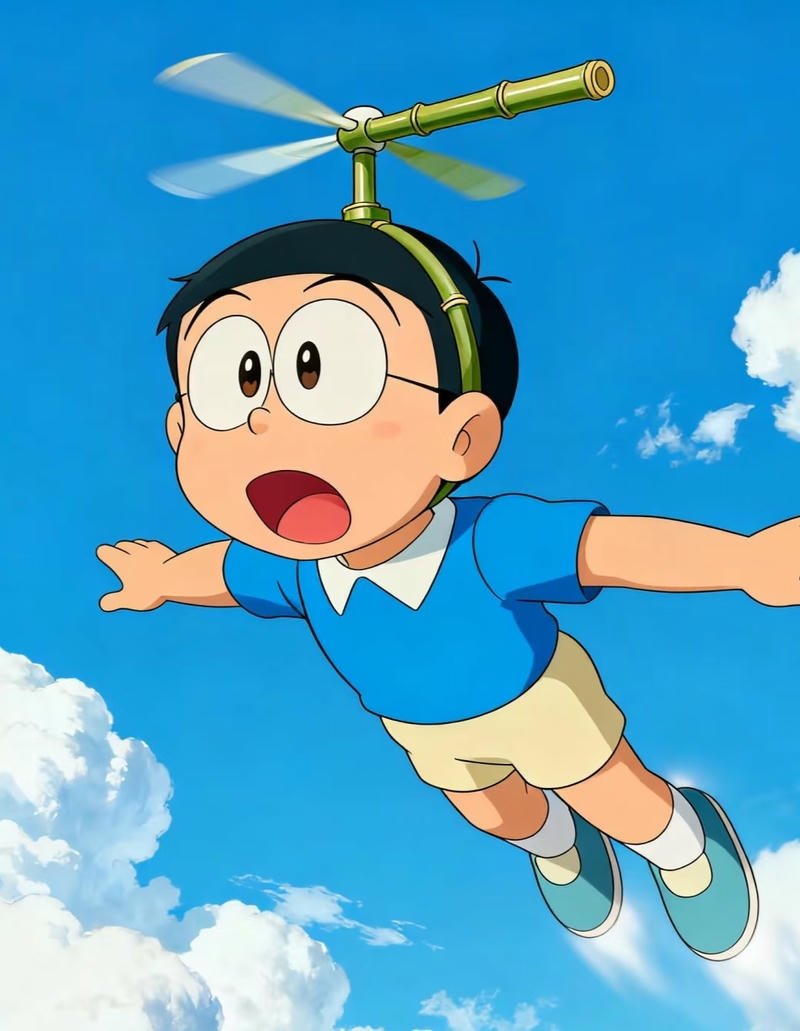 Hình Nobita trong trang phục quen thuộc đời thường