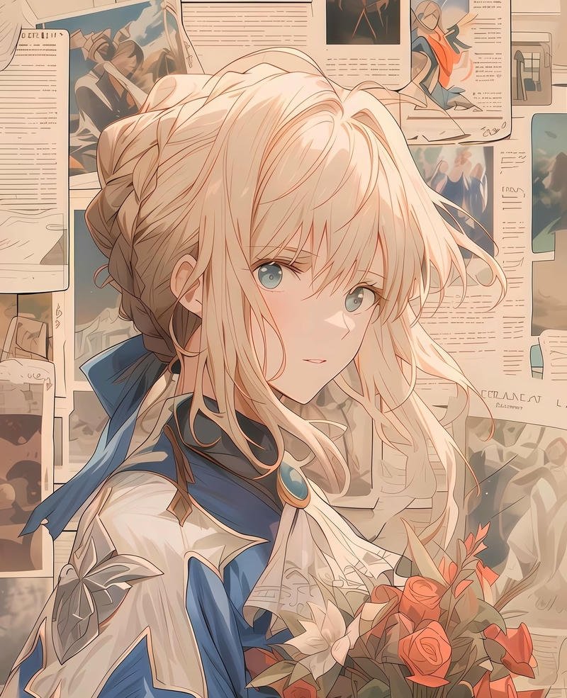 Hình Violet Evergarden anime phong cách thanh lịch nhẹ