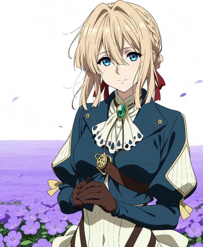 Hình Violet Evergarden với ánh nhìn xa xăm