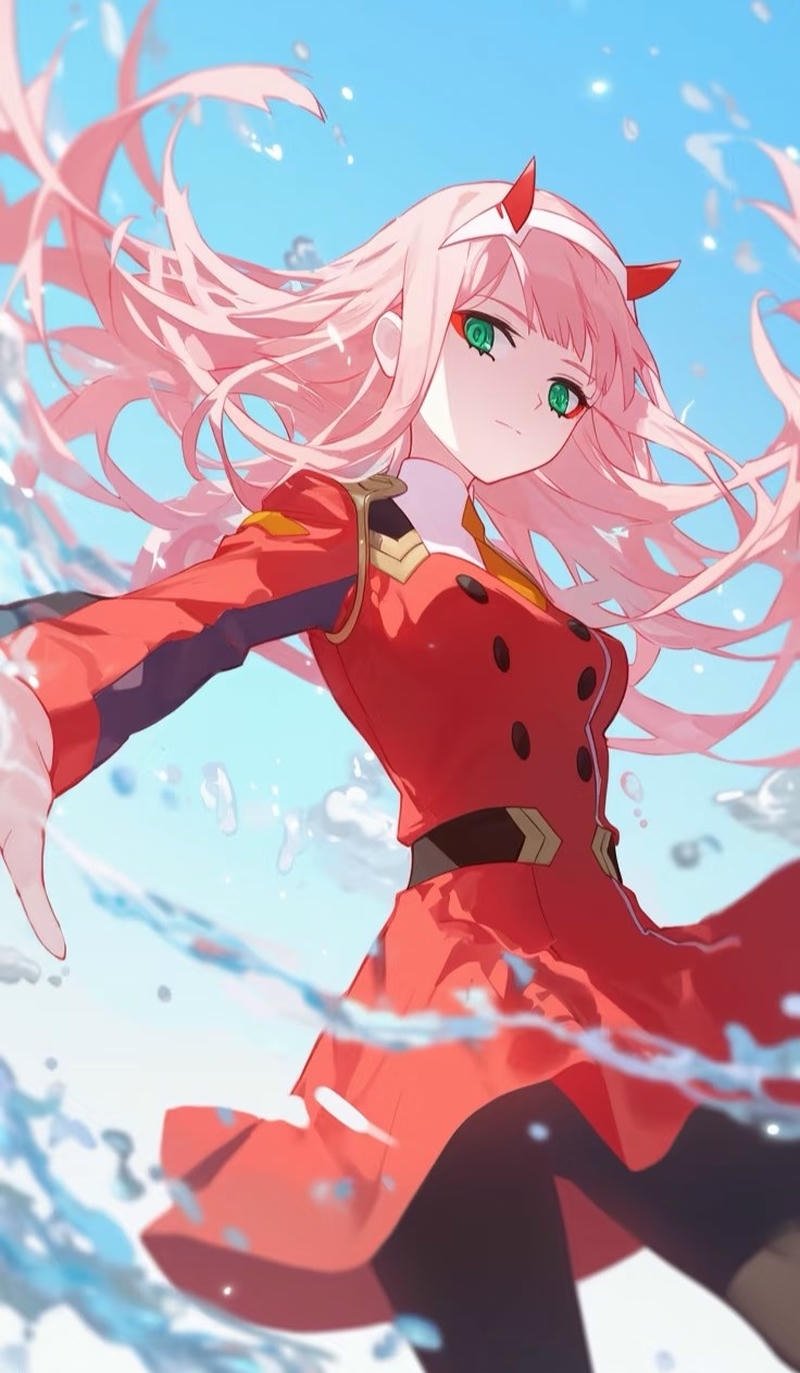 Hình Zero Two anime trong trang phục chiến đấu