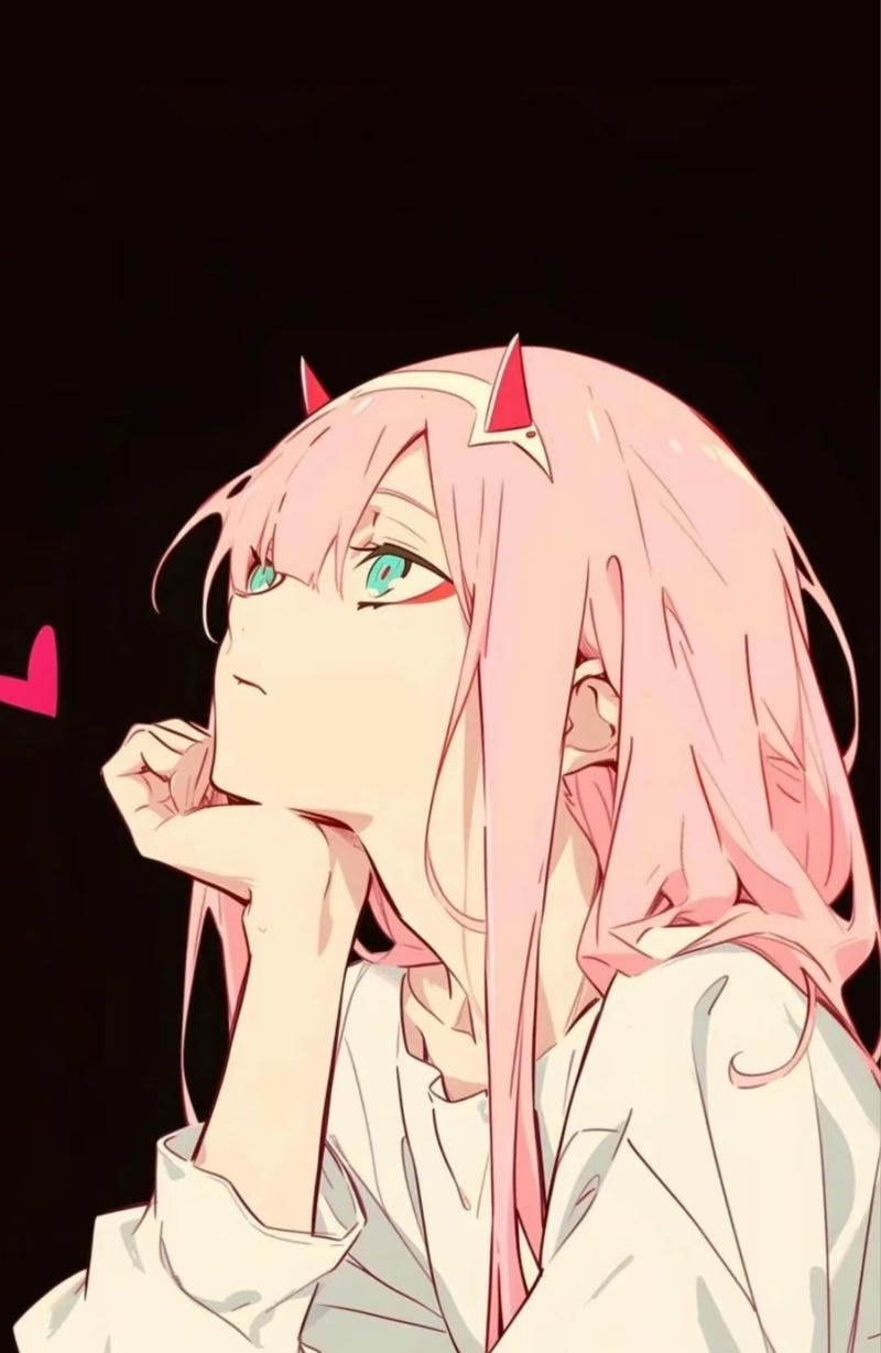 Hình Zero Two với ánh mắt sắc lạnh