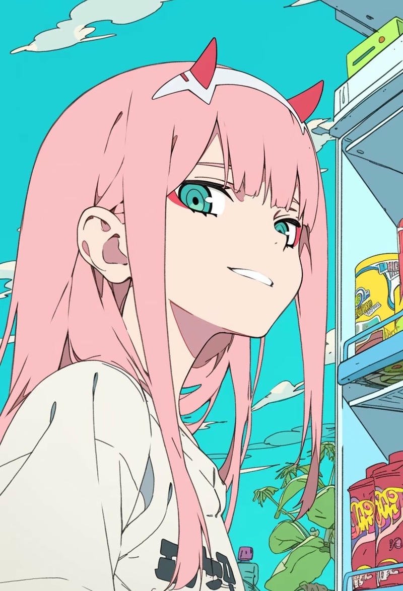 Hình Zero Two với ánh nhìn trong sáng