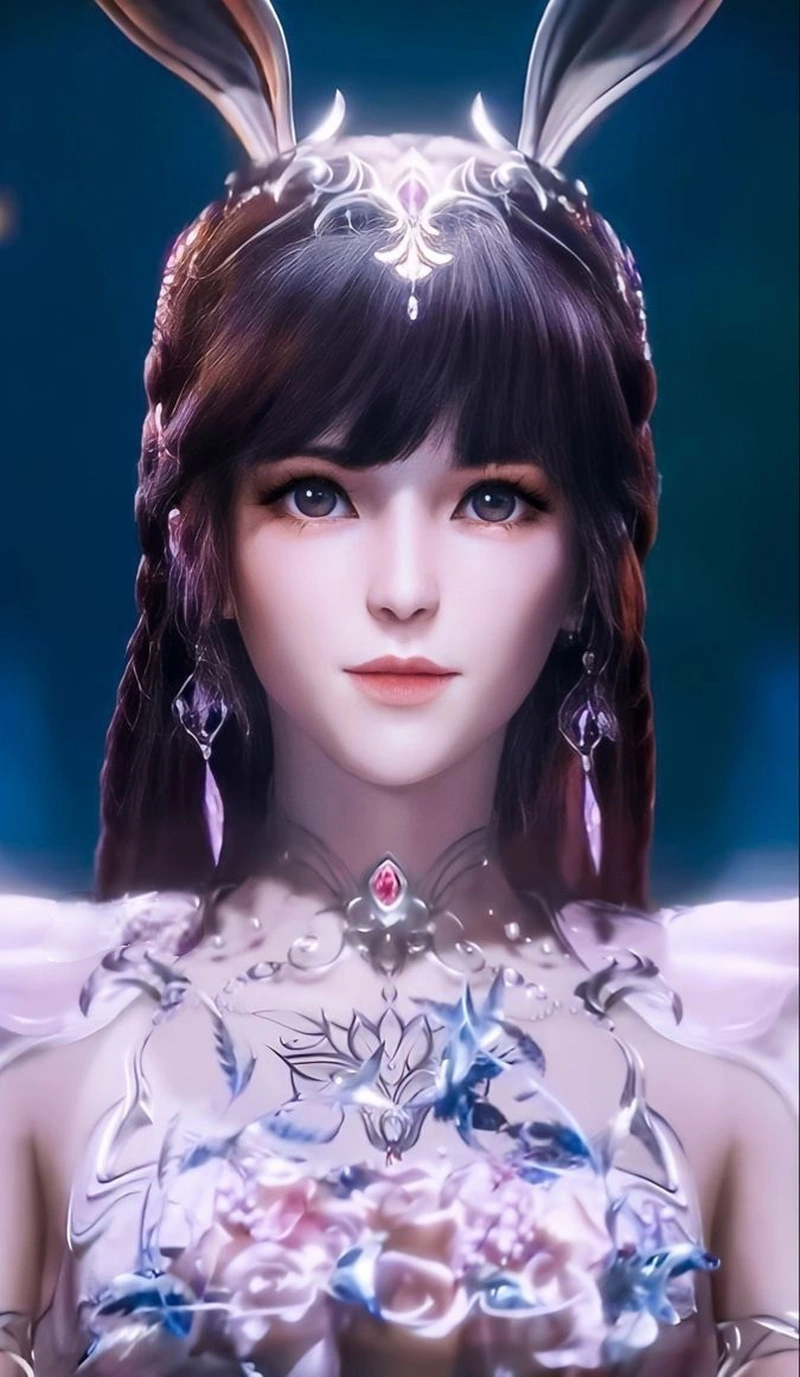 Hình ảnh Tiểu Vũ mặc váy tím với visual nữ thần anime