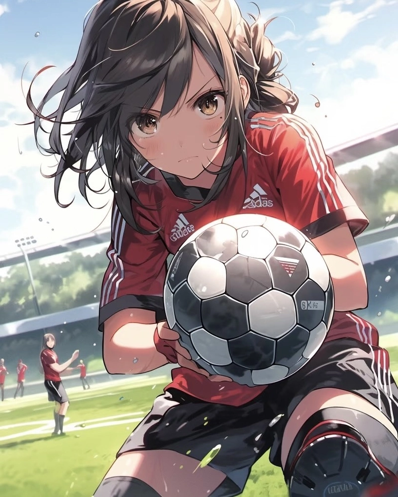 Hình anime bóng đá với đôi mắt sáng nhiệt huyết tuổi trẻ