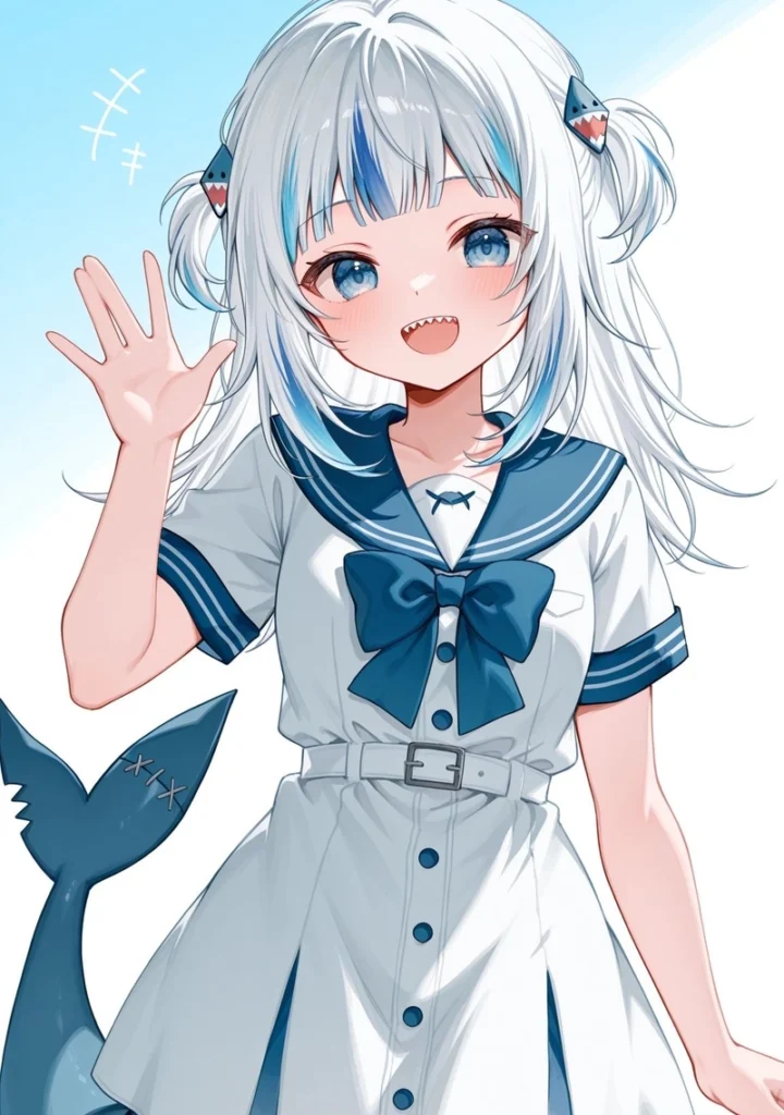 Hình anime cá mập tạo hình đáng yêu tự nhiên