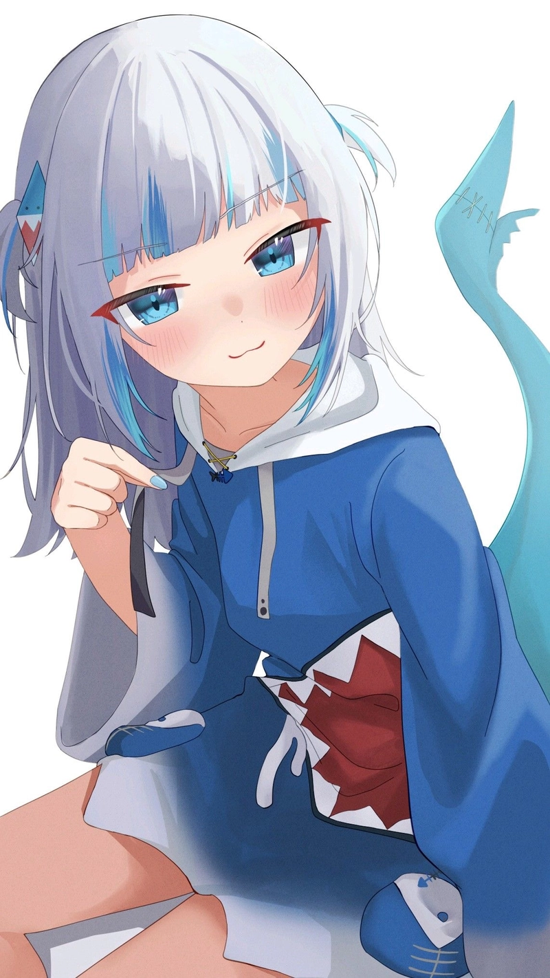 Hình anime cá mập với biểu cảm dễ thương
