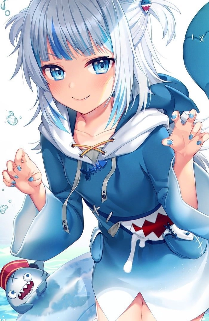 Hình anime cá mập với biểu cảm ngộ nghĩnh