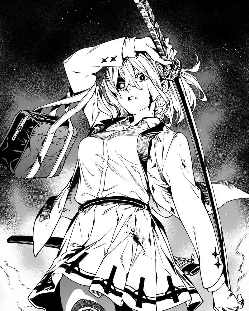 Hình anime không màu ánh nhìn xa tạo nét trầm buồn