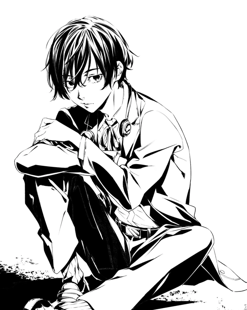 Hình anime không màu vẻ ngoài sâu lắng rất cô đơn