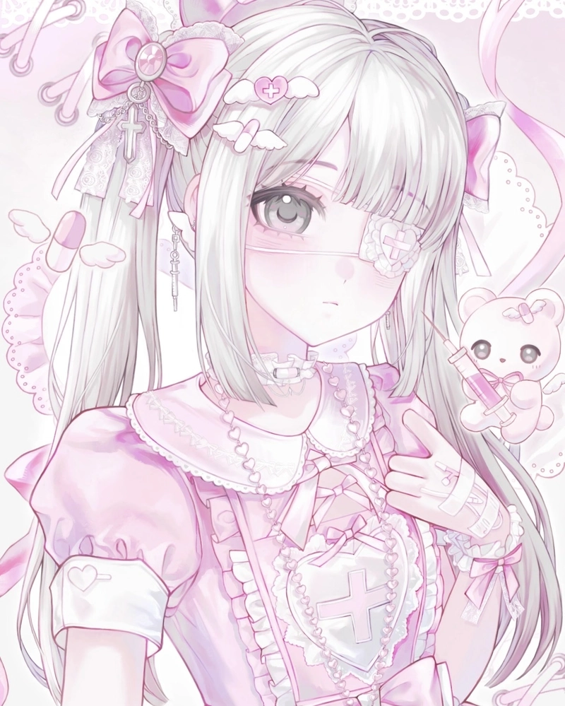 Hình anime màu hồng mang nét đẹp nữ tính đầy nổi bật