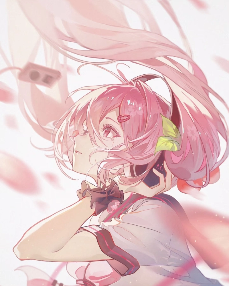 Hình anime màu hồng nhân vật mang thần thái dịu dàng