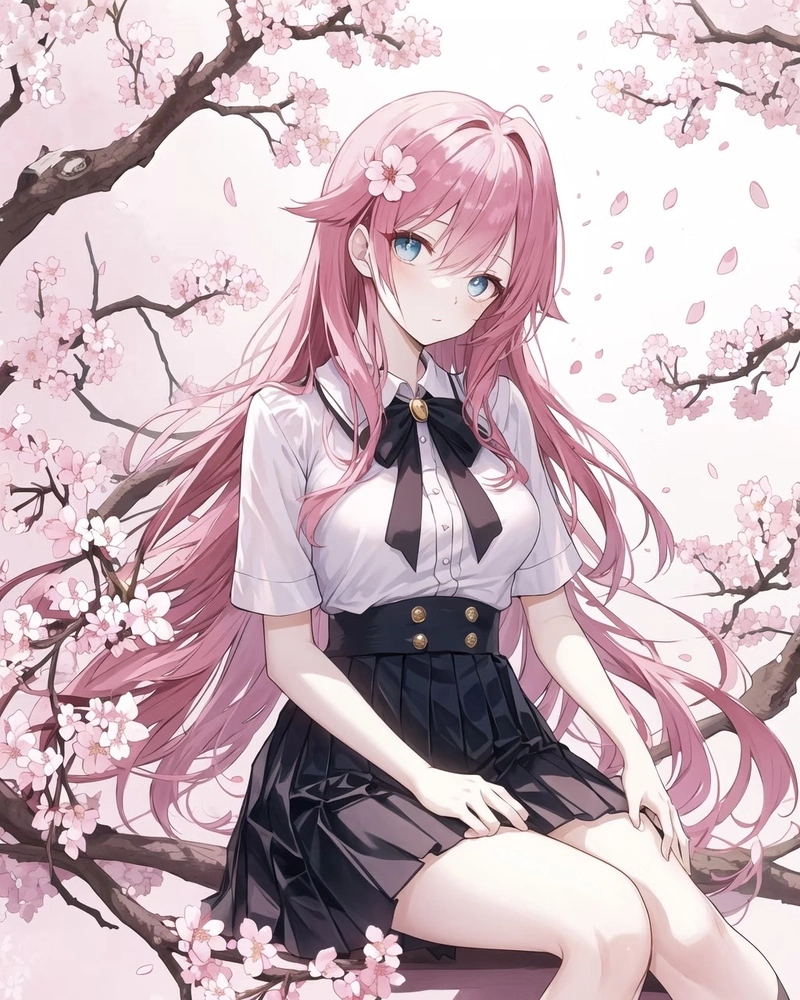 Hình anime màu hồng sắc đào nhạt đầy cuốn hút nhẹ nhàng
