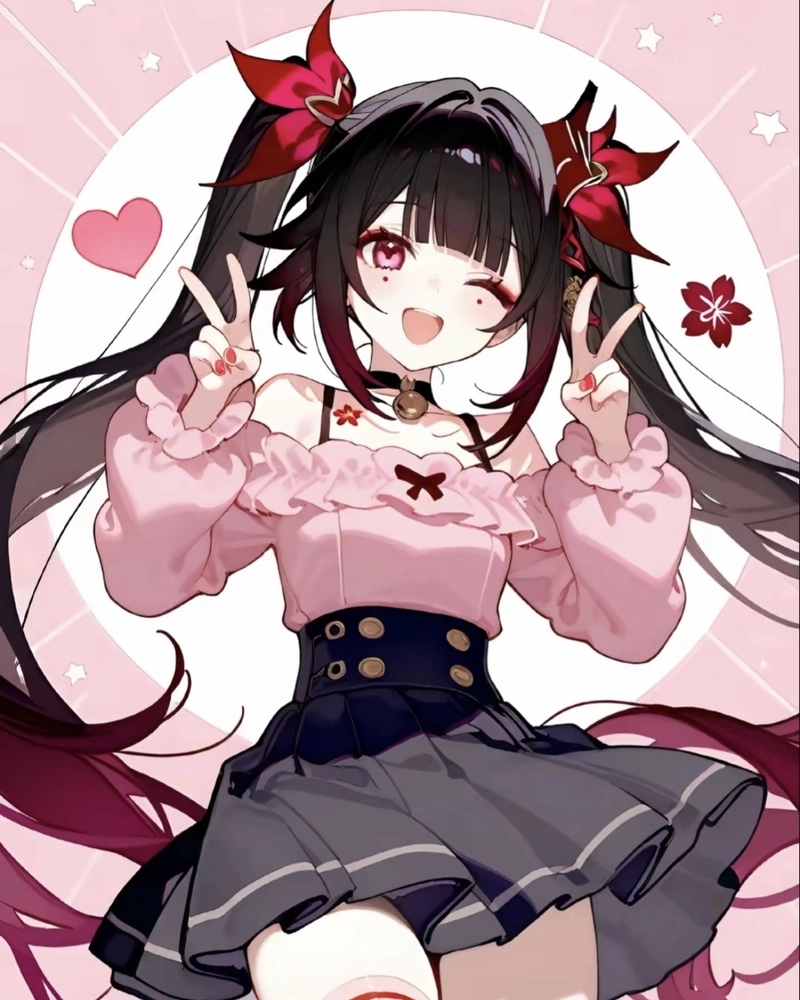 Hình anime màu hồng tạo cảm giác ngọt ngào đầy thư giãn
