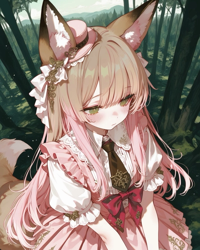 Hình anime màu hồng tạo chiều sâu bằng gam màu ngọt