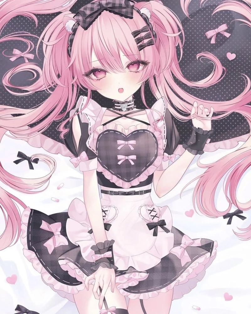 Hình anime màu hồng tạo vẻ đẹp mềm mại cực nổi bật