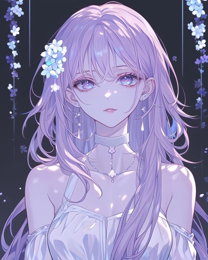Hình anime màu tím phong cách mơ màng cực kỳ cuốn hút
