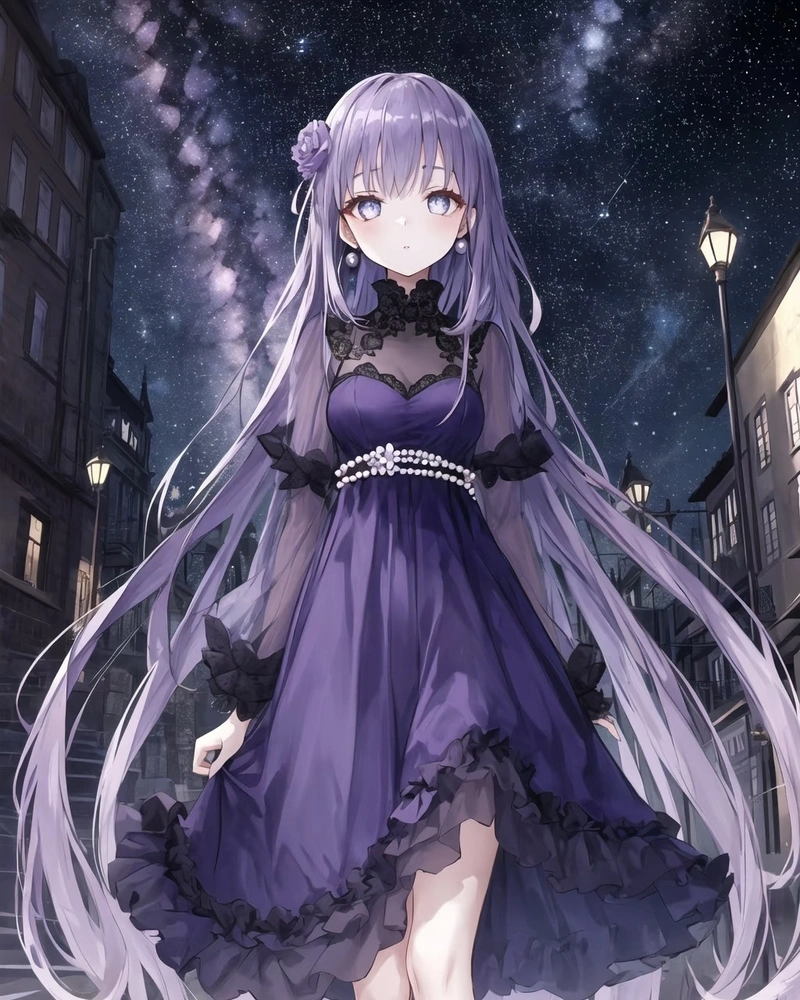 Hình anime màu tím sắc tím khói đầy cảm giác mơ hồ