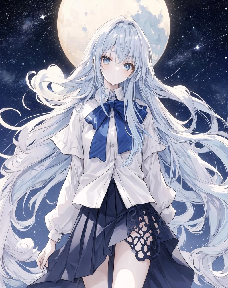 Hình anime màu xanh dương mang nét đẹp tinh giản hiện đại