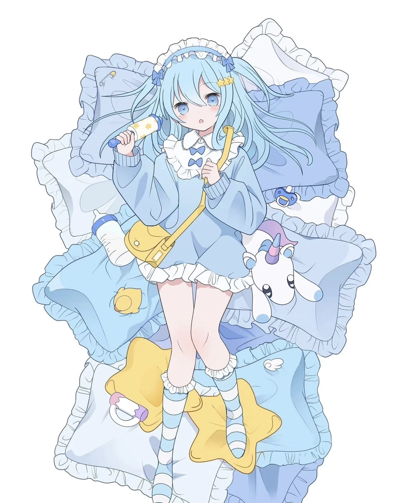 Hình anime màu xanh dương mang nét đẹp trầm mặc nhẹ nhàng