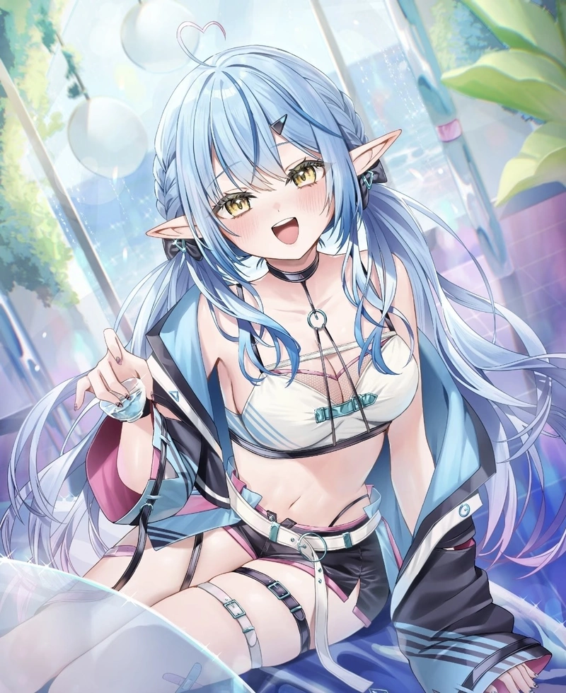 Hình anime màu xanh dương nhân vật mang thần sắc bí hiểm