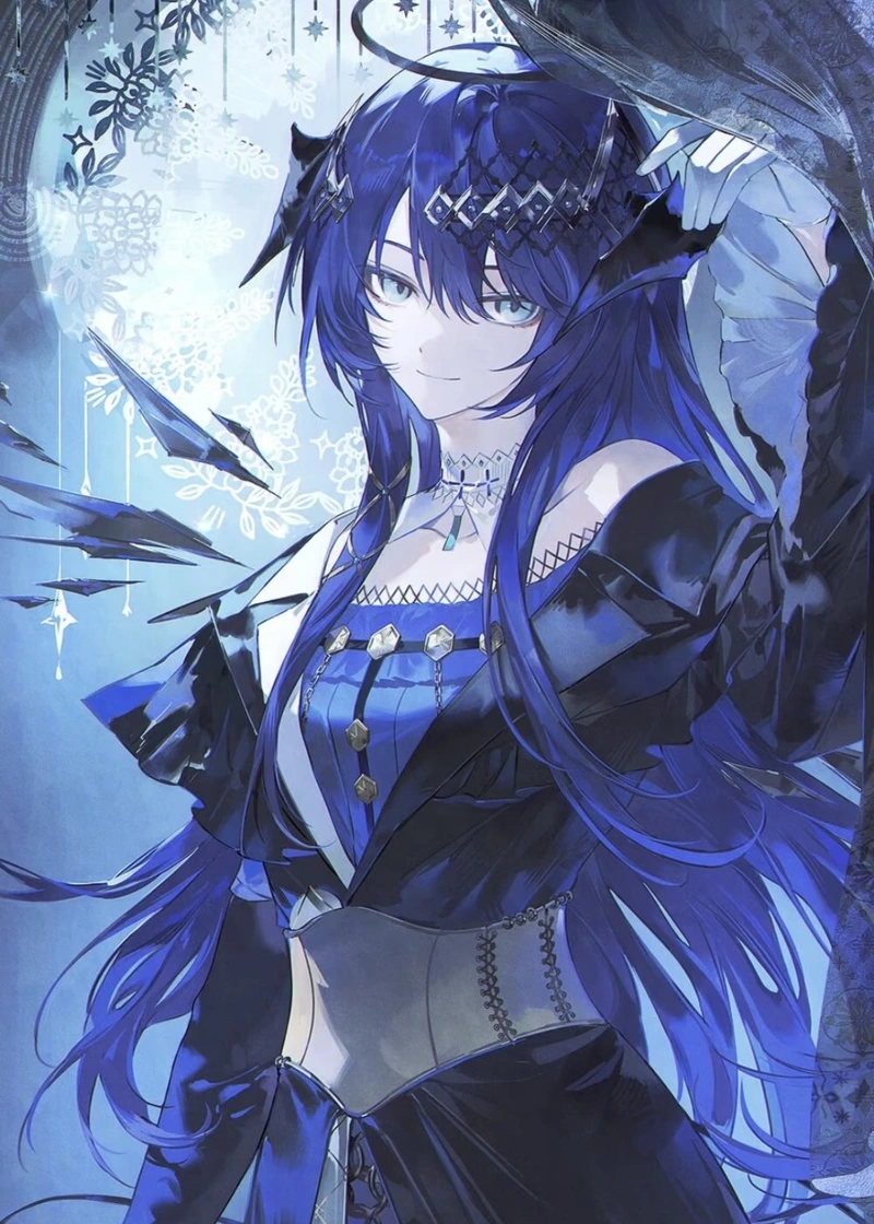 Hình anime màu xanh dương nhân vật mang vẻ đẹp siêu thực