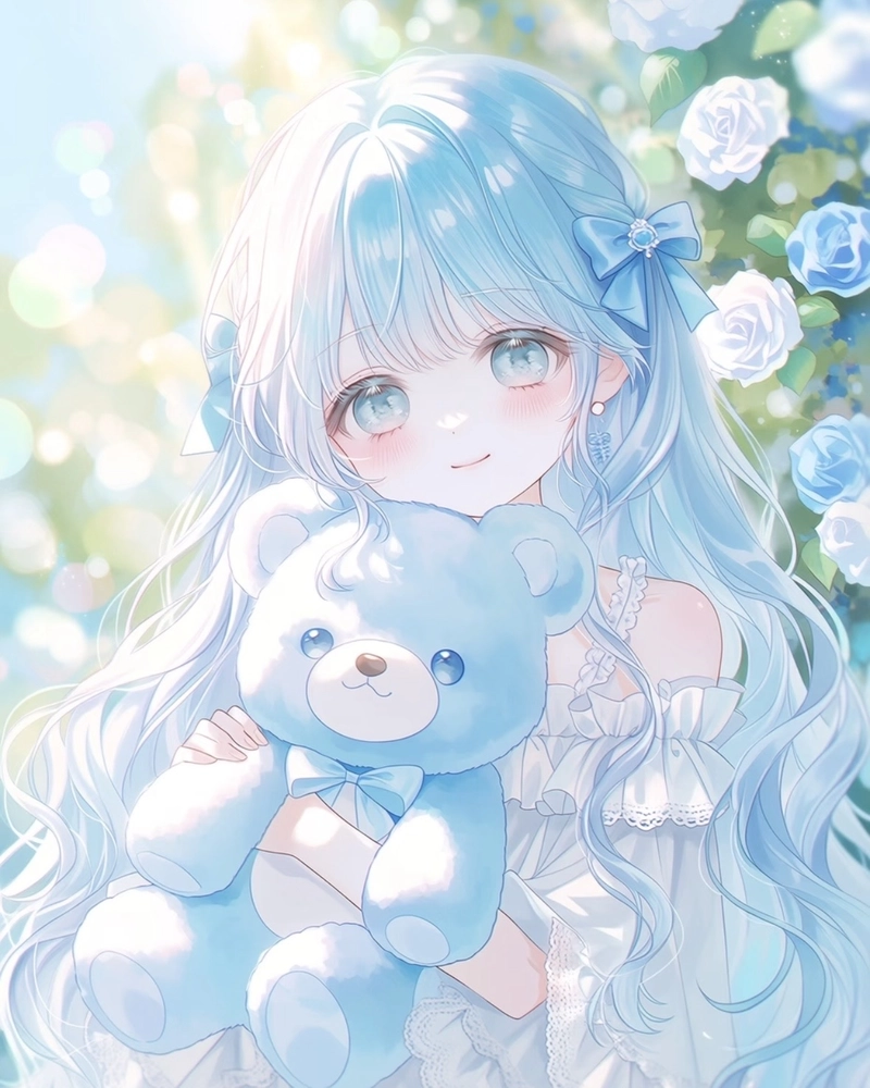 Hình anime màu xanh dương phong cách đậm chất nghệ thuật