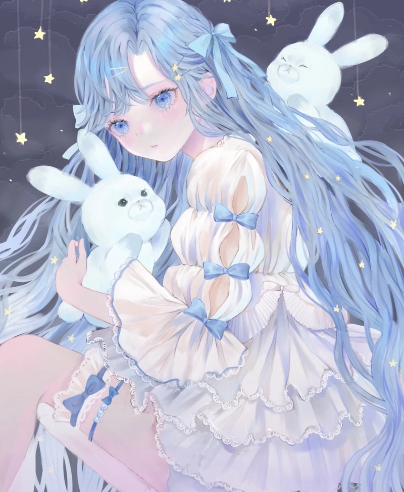 Hình anime màu xanh dương sắc lạnh tạo ấn tượng mạnh mẽ