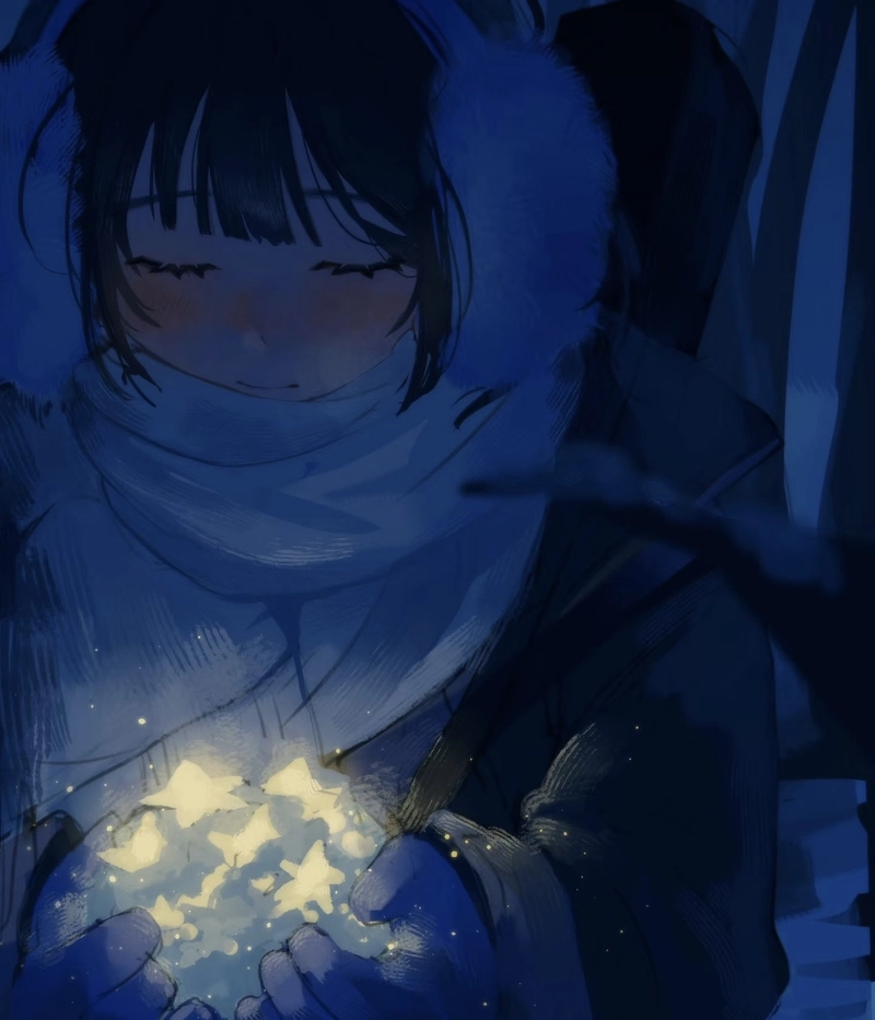 Hình anime màu xanh dương sắc xanh nổi bật đầy nghệ thuật