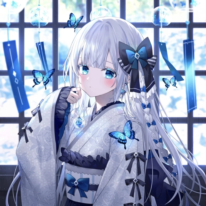Hình anime màu xanh dương tạo cảm giác bình yên dễ chịu