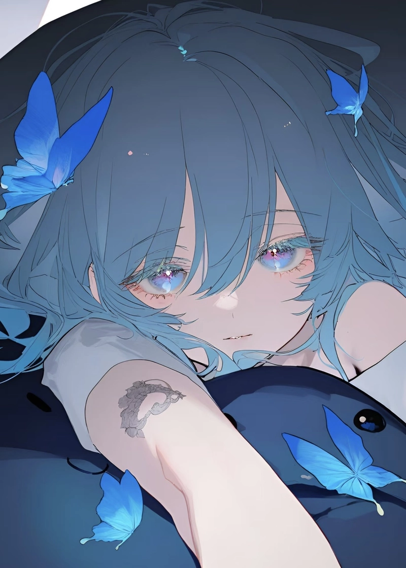 Hình anime màu xanh dương tạo vẻ đẹp huyền hoặc nổi bật