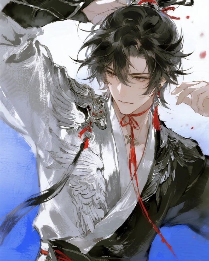 Hình anime nam cổ trang cùng ánh mắt xa xăm lạnh giá