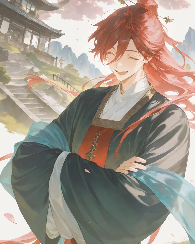 Hình anime nam cổ trang mang vẻ đẹp phiêu lãng cổ điển