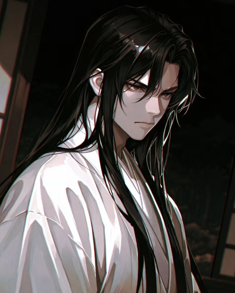Hình anime nam cổ trang với biểu cảm trầm ổn nam tính