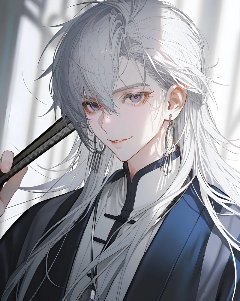 Hình anime nam cổ trang với thần thái lạnh lẽo khó gần