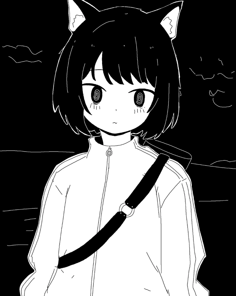 Hình anime trắng đen ánh nhìn trống rỗng đầy cảm xúc