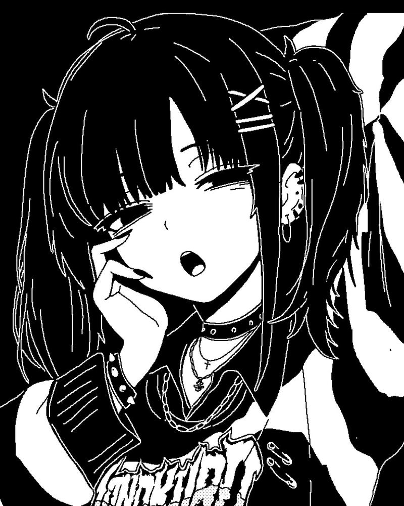 Hình anime trắng đen vẻ ngoài lạnh nhạt đầy bí hiểm