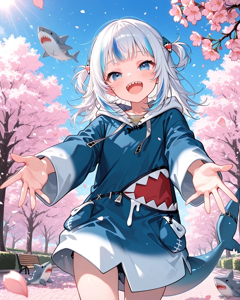 Hình cá mập anime với tạo hình ngộ nghĩnh