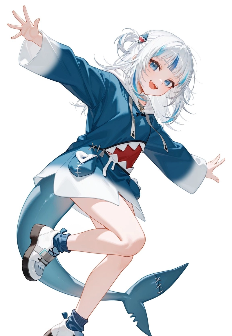Hình cá mập anime với thiết kế ngộ nghĩnh