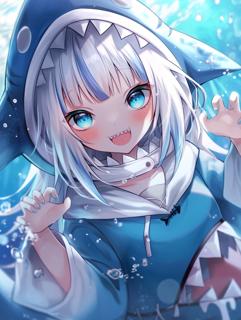 Hình cá mập chibi phong cách kawaii đáng yêu
