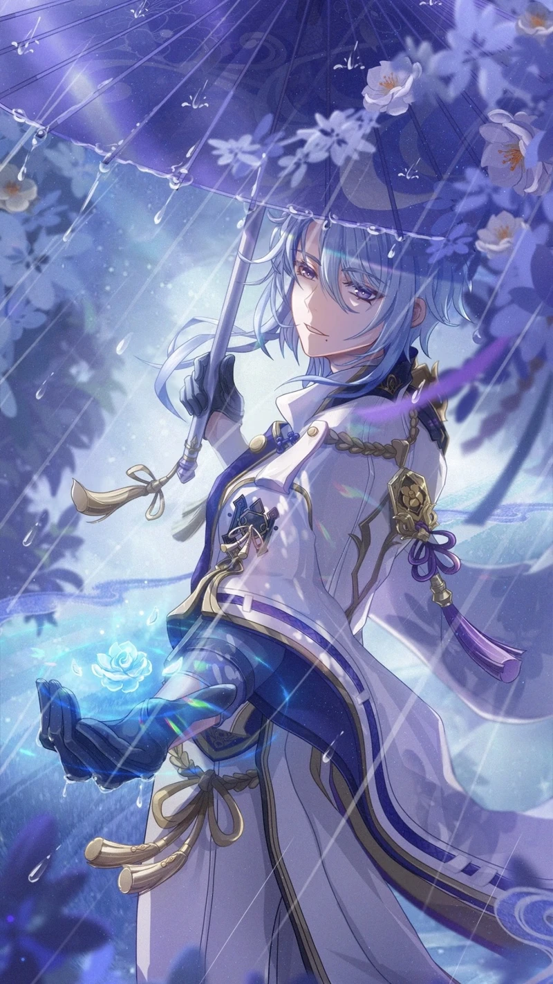 Hình nền anime nam với vẻ tinh tế giữa khung cảnh mưa