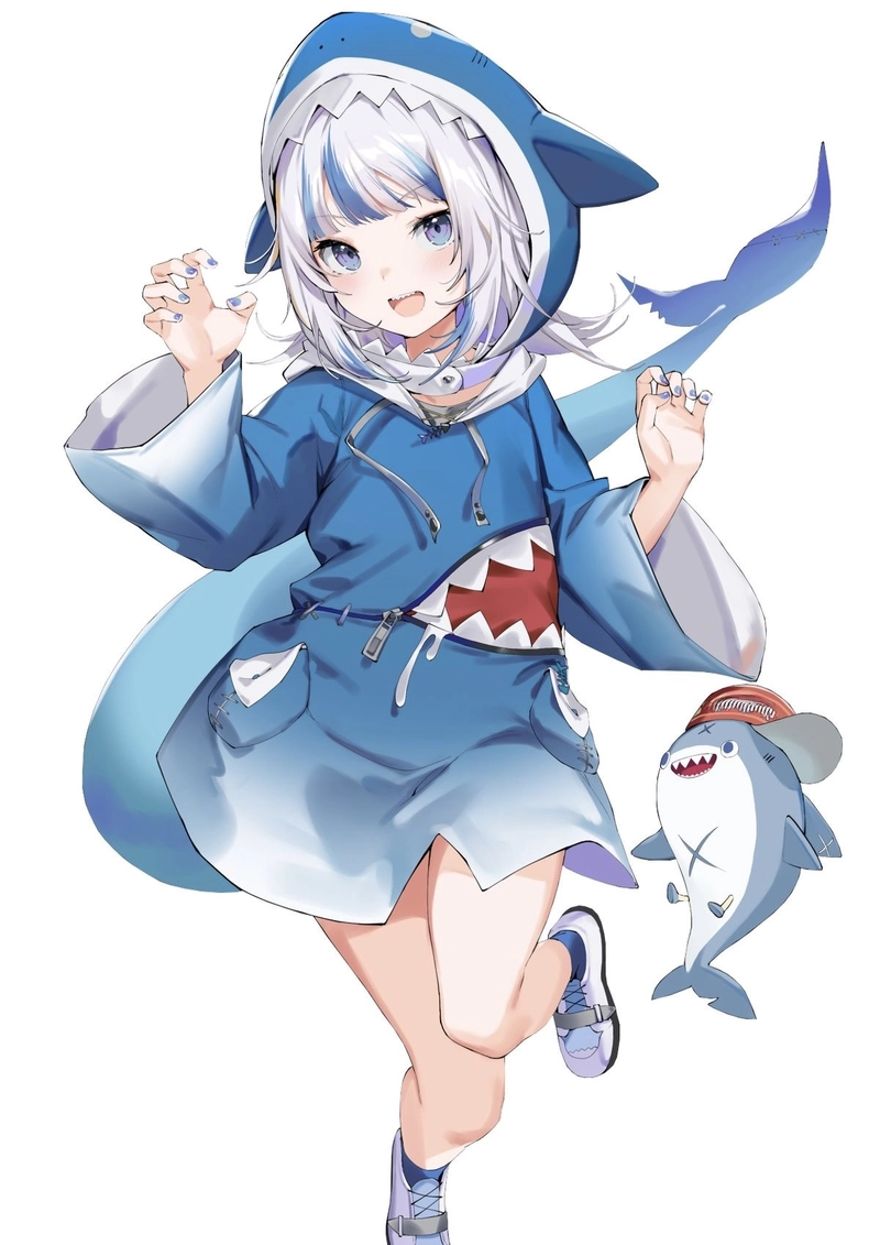 Hình nhân vật cá mập anime phong cách kawaii dễ thương