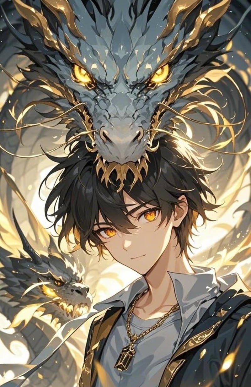 Hình rồng anime với ánh mắt phát sáng