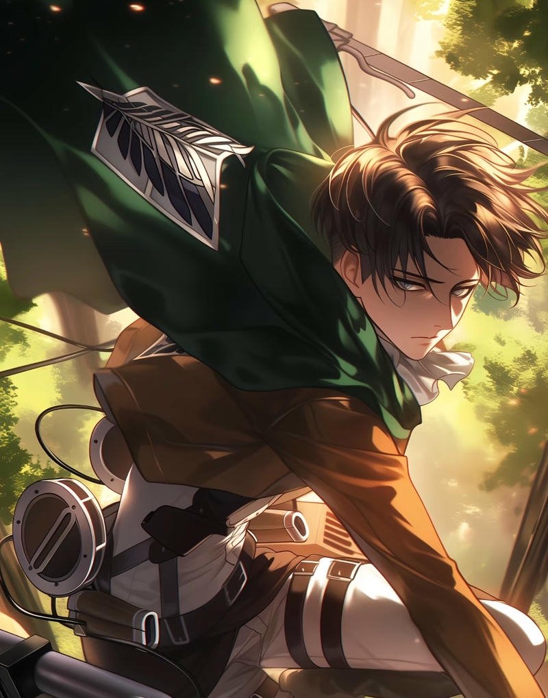 Levi Ackerman với ánh nhìn quyết liệt mạnh mẽ