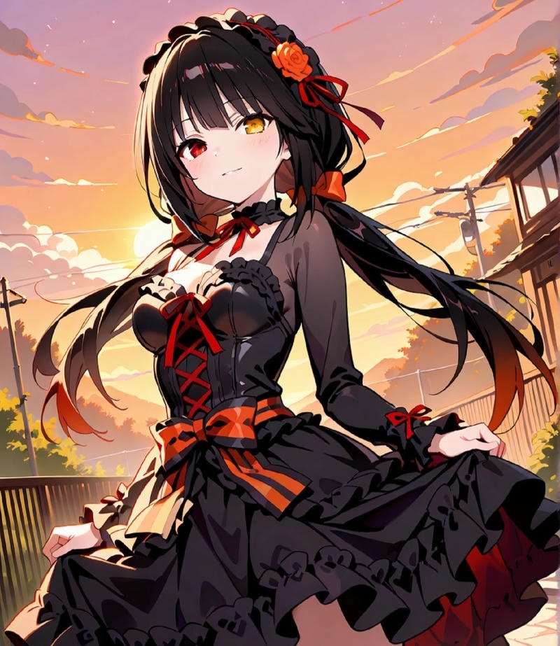 Nhân vật Kurumi anime phong cách quyến rũ nhẹ