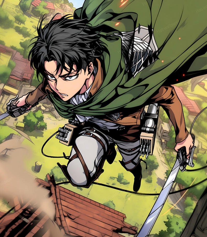 Nhân vật Levi Ackerman trong không gian hành động