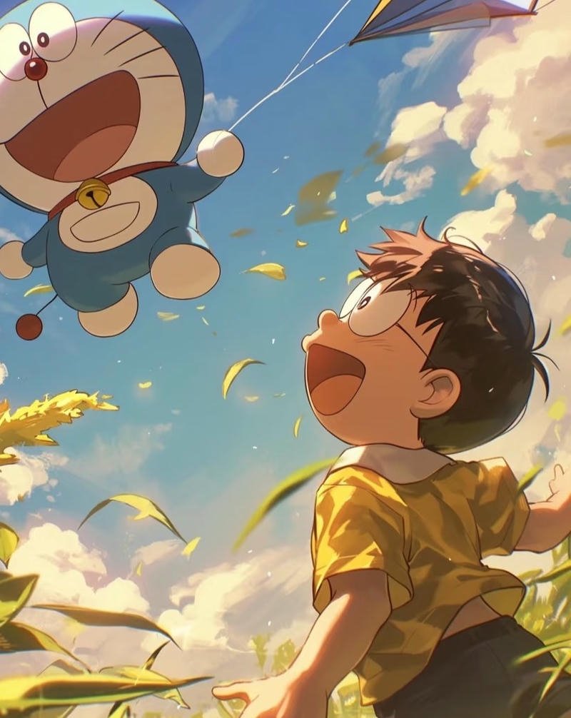 Nhân vật Nobita đứng một mình suy tư