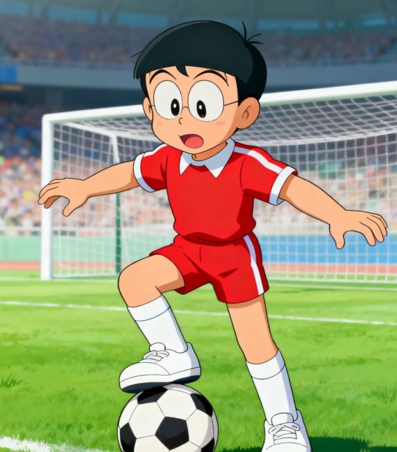 Nhân vật Nobita với biểu cảm ngơ ngác dễ thương