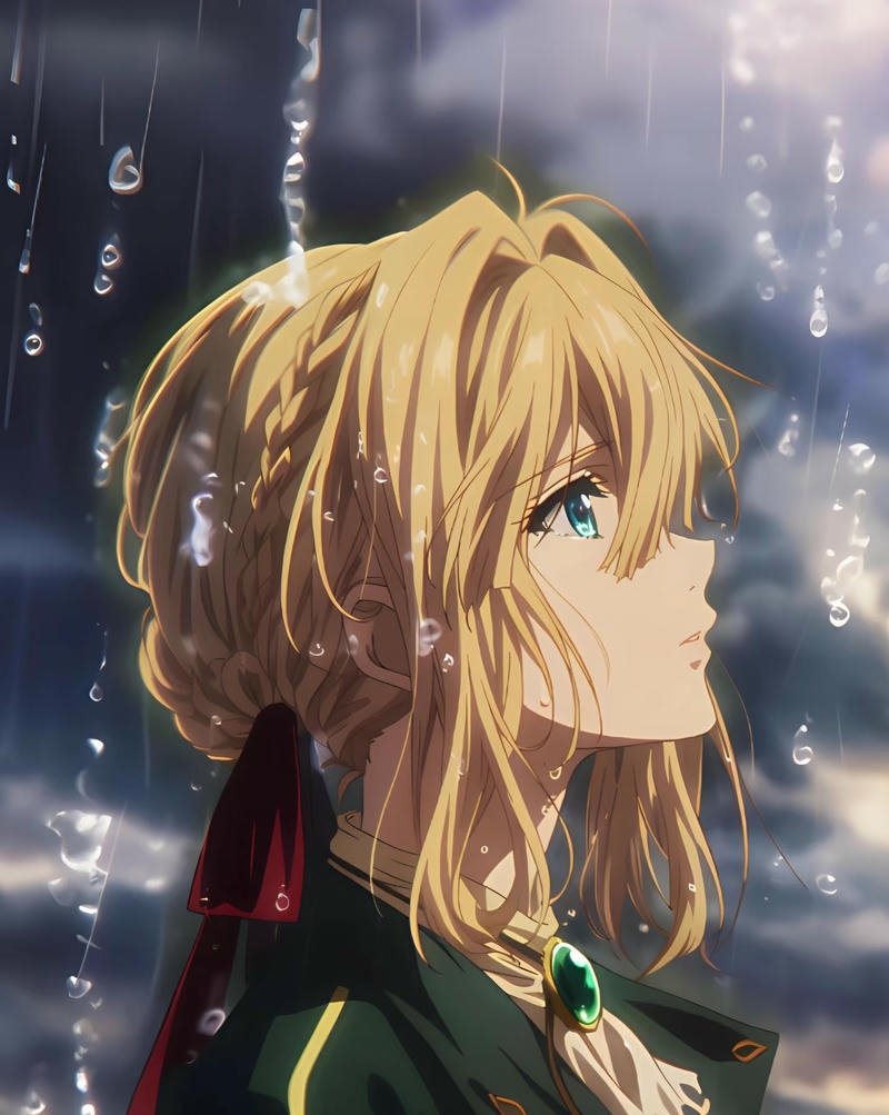 Nhân vật Violet Evergarden trong không gian cổ kính