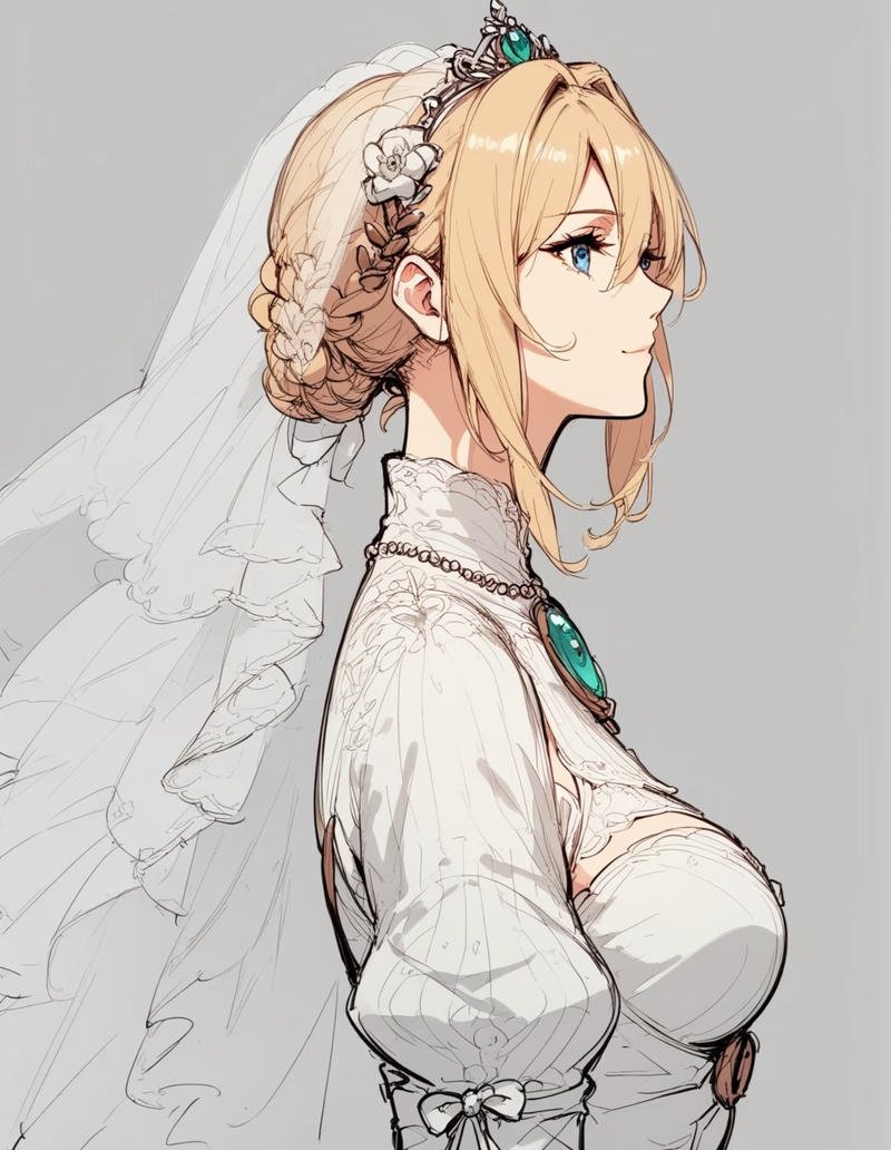 Nhân vật Violet Evergarden trong khung cảnh sáng